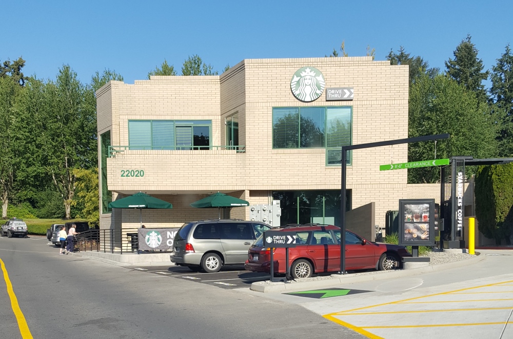 Canyon Park Starbucks in Bothell. Drive through!