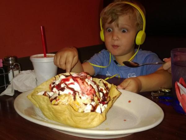 Charlie at pasion tequila loving the deep fried icecream